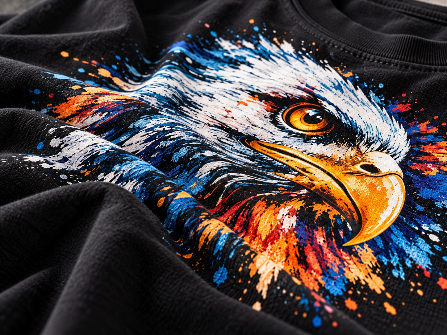 Cotton fabric weight and hand-feel samples on a professional T-shirt development worktable