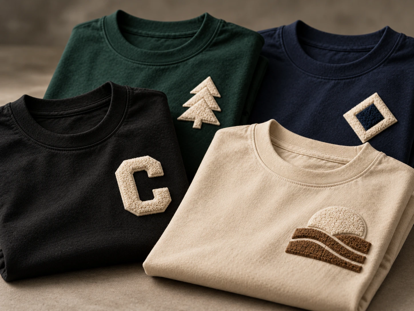 Finished embroidered streetwear T-shirts with original geometric motifs