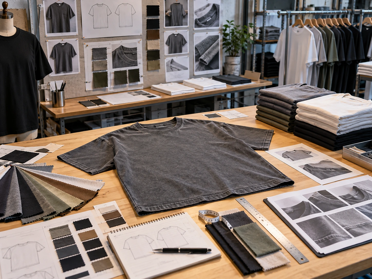 Garment dyed T-shirt inspected for color and construction