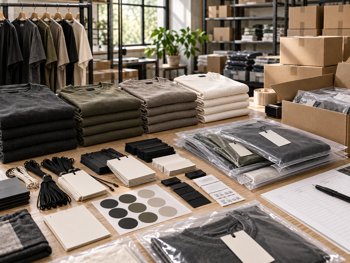 Private label T-shirts prepared for final packaging