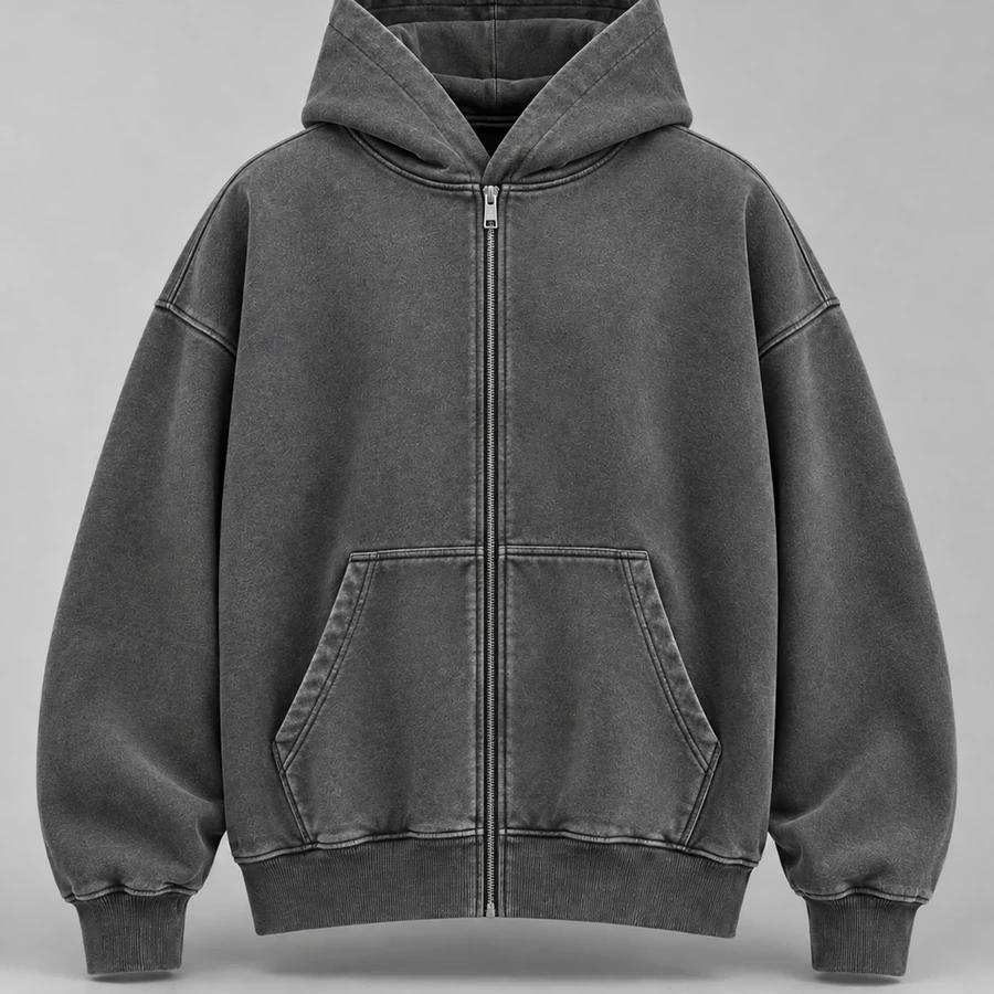 Full Zip Streetwear Hoodie, front product style reference